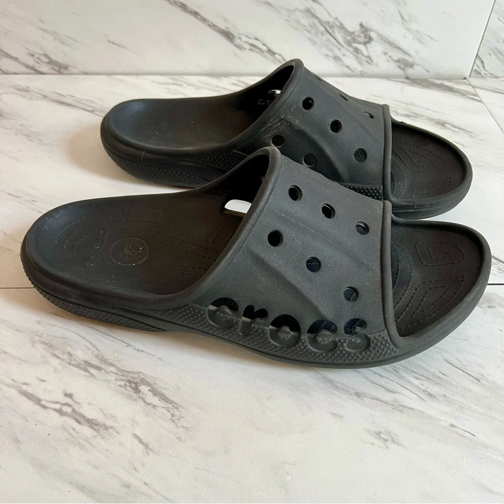 Crocs Black Lightweight Unisex Baya II Slide SZ 12